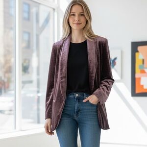 Gryphon Anthropologie Women's Velvet Blazer - Rich Purple